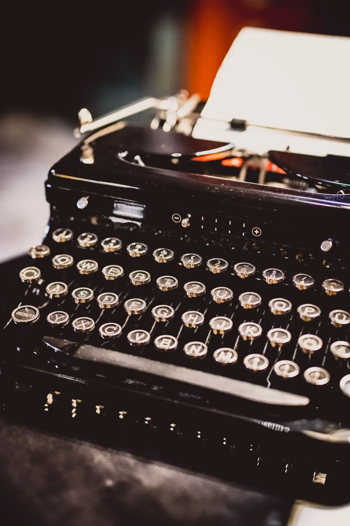 Close-up van een typemachine