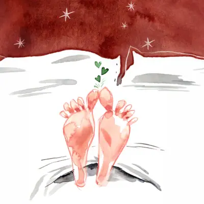 Illustration von zwei Füßen mit einem Herz darüber