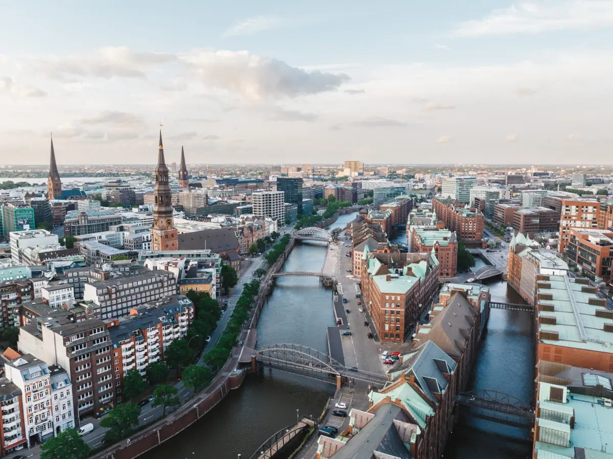 Pakhuisdistrict Hamburg Geheugenstatus van bovenaf